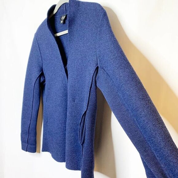 Eileen Fisher Womens Blue Wool Long Sleeve V Neck Cardigan Sweater Size PS - Picture 3 of 7